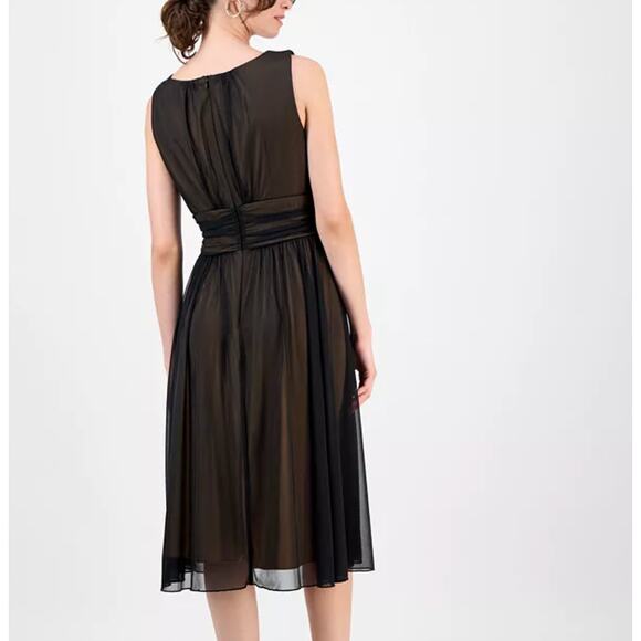 Connected Apparel Womens Black Gold Sleeveless Evening Gown Chiffon Sz 12 NWT - Picture 3 of 13